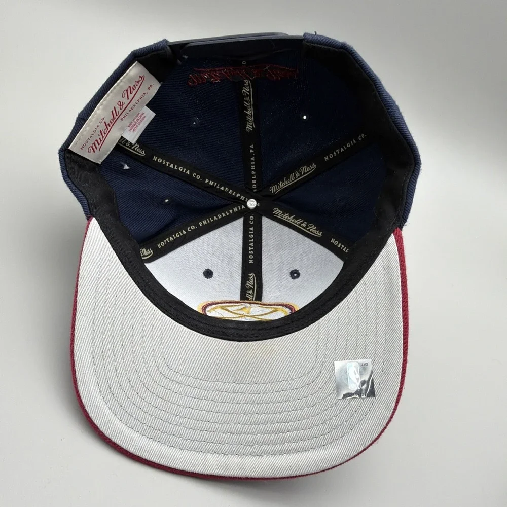 NBA Denver Nuggets Mitchell & Ness Snapback Cap 3D Logo Navy Maroon Hat EUC